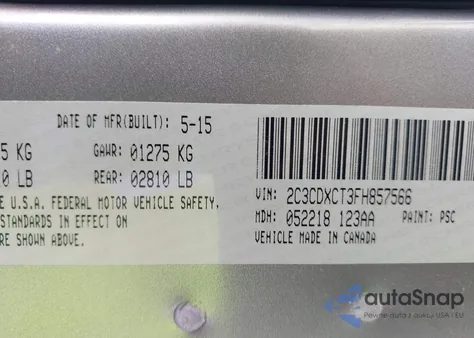 2015 Dodge Charger R/T from USA, damaged, VIN 2C3CDXCT3FH857566